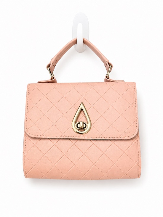 Handbags - Blush Pink Quilted Top Handle Mini Purse Gold Tone